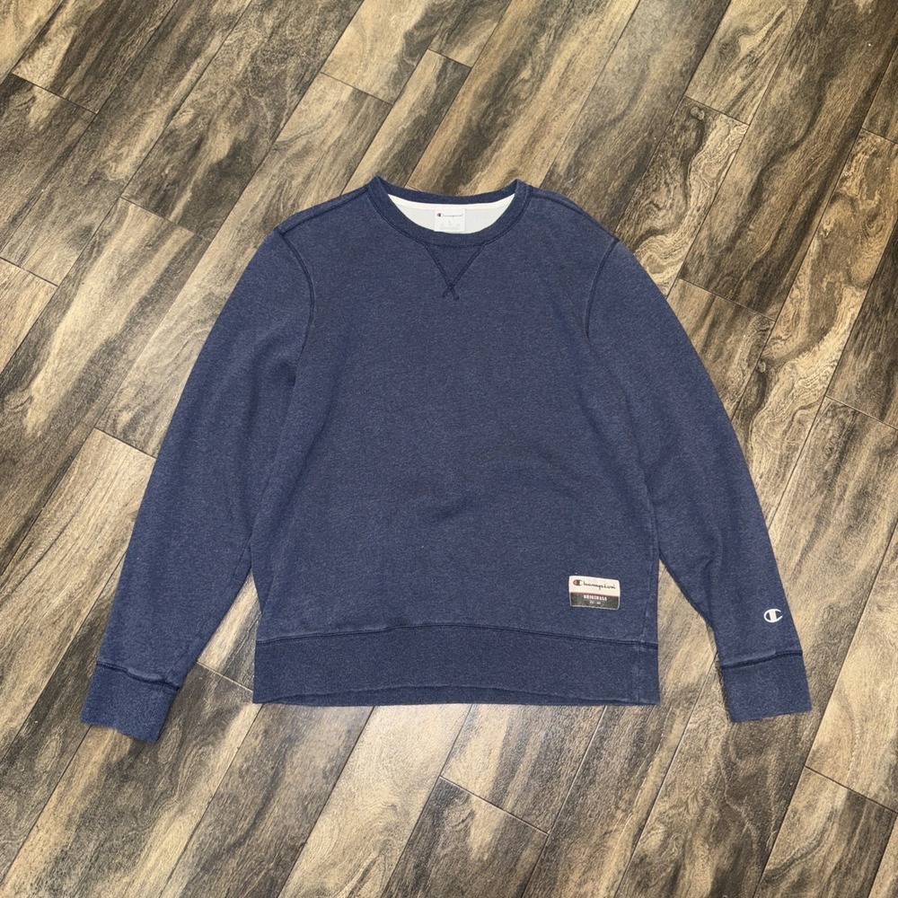 Vintage Champion Originals Fleece Crewneck Pullover Sweater Navy Blue Men's L